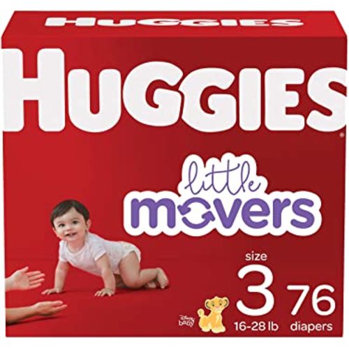 Baby Diapers Size 3, 76 Ct, Huggies Little Movers - Size 3 (76 Count)