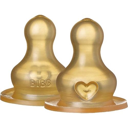BIBS Bottle Nipple | BPA Free Natural Rubber | Made in Denmark | Slow Flow 2-Pack