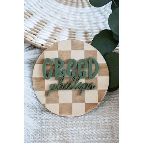 Checkerboard Baby Keepsake Set – Birth Stats, Name Announcement & Footprint Sign |Hospital Sign | Fresh 48 Photos | Babyboy Hospital Photos