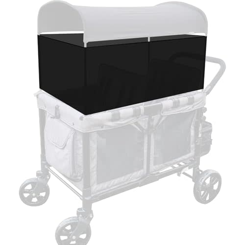 4-Sided Breathable Sunshade Fence Canopy Compatible for Wonderfold W4/W2 Wagon Stroller,Lightweight Cotton Sunshade Net (Black)