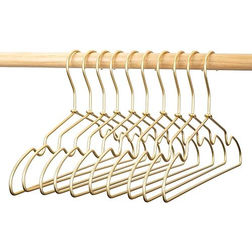 12.6" Gold Metal Kids Baby Hangers 30Pack, Non Slip Suit Coated Wire Children Clothes Hangers Closet Storage, Space Saving for Toddler Coats Infant Hangers