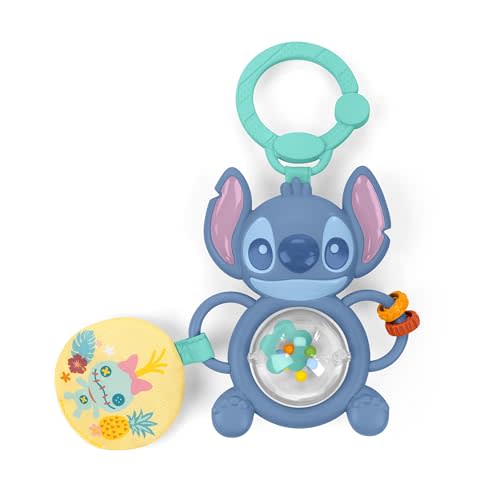 Disney Baby Stitch Tummy Tumble Baby Toy by Bright Starts - Spinning Bead Chaser Toy, On The Go Travel, Unisex, Stroller Toy for Newborns & Up