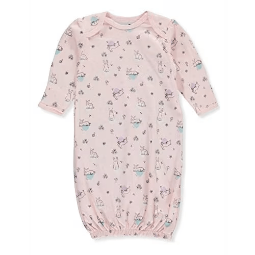 Vitamins Baby Baby Girls Bunny Cotton Sleep Sack, Gown, Pink, 0-6 Months
