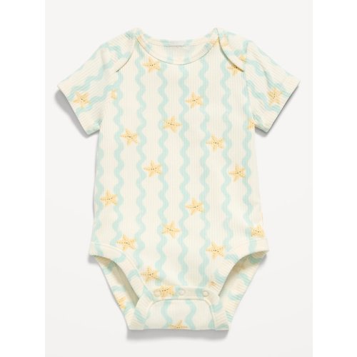 Printed Short-Sleeve Ribbed Bodysuit for Baby