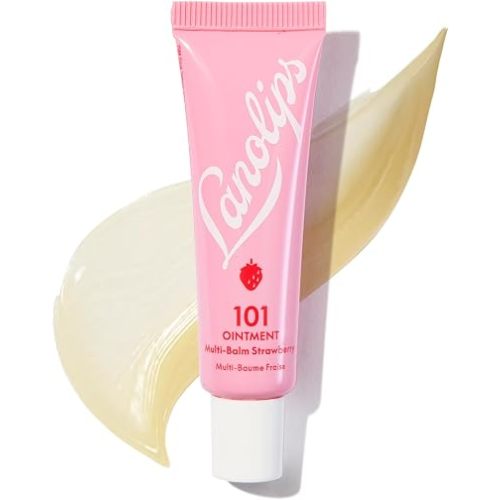Lanolin 101 Multipurpose Ointment - Lanolin Lip Balm & Healing Ointment for Skin Barrier Repair - Moisturizer for Dry Lips, Cuticles & Elbows - No Petroleum Formula - Strawberry (0.35 oz)