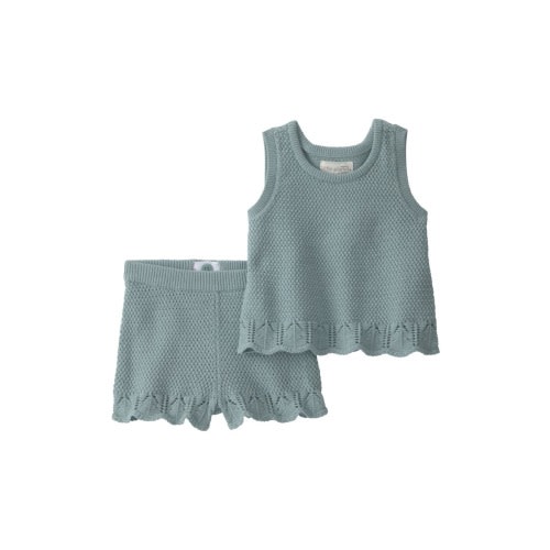 Scalloped Organic Cotton Tank Top & Shorts Set