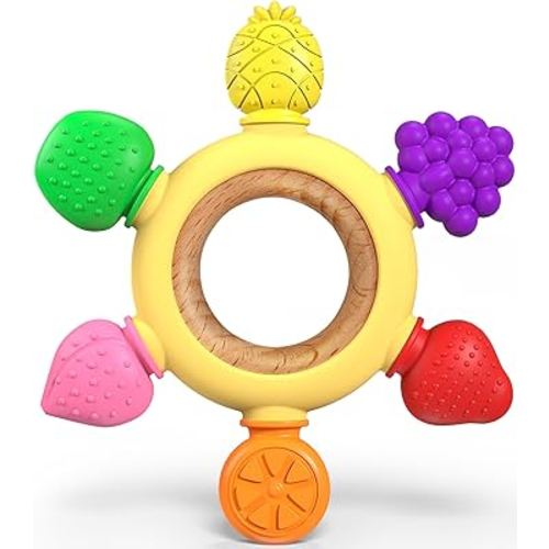 GJZZ Baby Teething Toys 6-12 Months, Montessori Sensory Toys, Baby Bath Toys, Fruit Baby Teether Toys, Toddlers Toys 0-3 6-12 Months, for Infants &New Borns, Boy Girl Gifts for Christmas