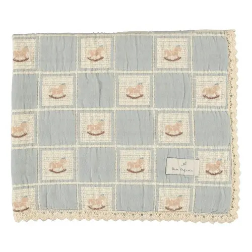 Bebe Organic - Rocking Horse Organic Cotton Blanket - Blue | Smallable