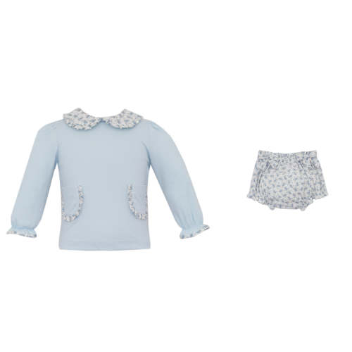 Petit Bebe - Blue Floral Bloomer Set