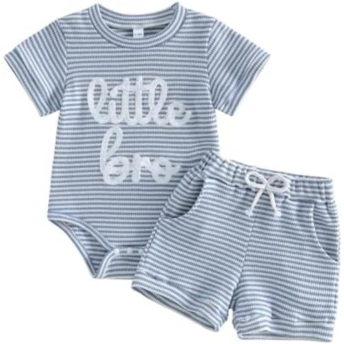 Baby Boy Summer Clothes Little Brother Newborn Outfit Short Sleeve Romper Casual Shorts Set 0 3 6 12 Months