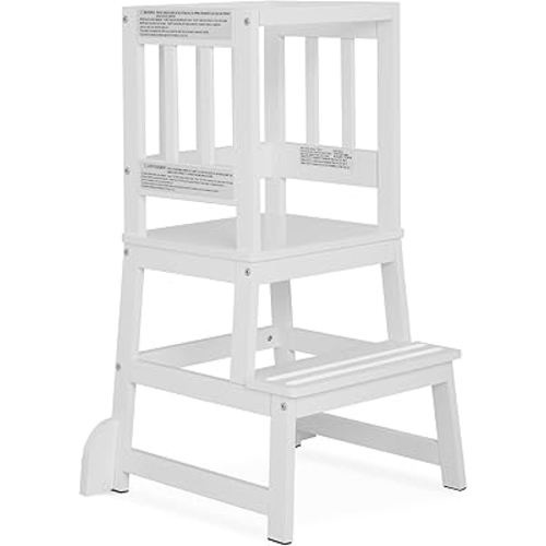 Dream On Me 2-in-1 Funtastic Toddler Tower & Kitchen Step Stool, White