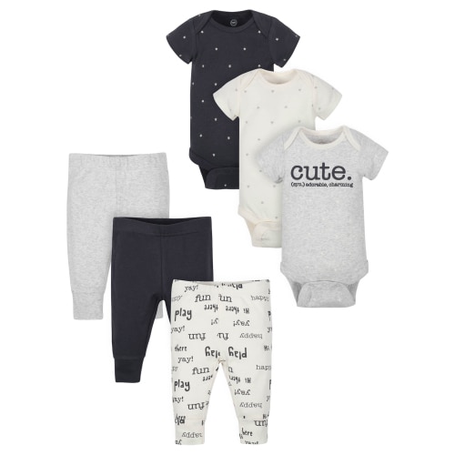 Wonder Nation Baby Unisex Short Sleeve Bodysuit and Pants Gift Set, 6-Piece, Sizes 0M-24M