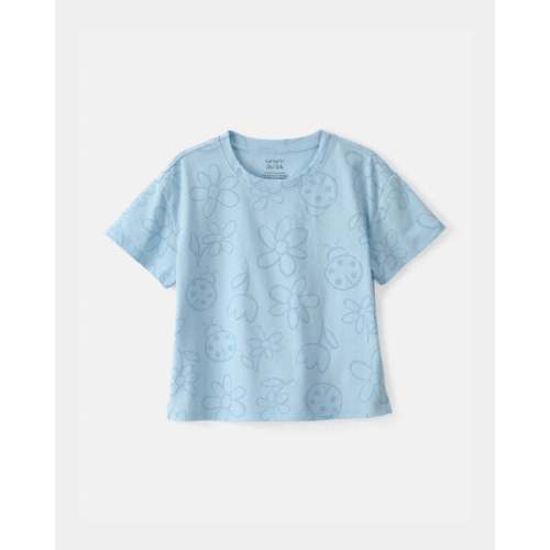 Toddler Girl Ladybug Floral Top - Blue | Carter's