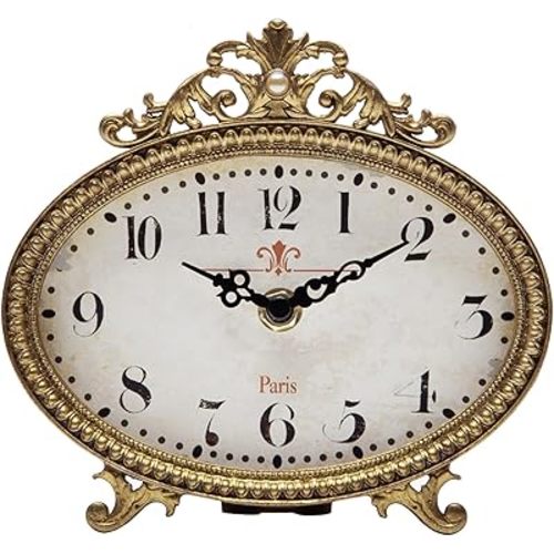 NIKKY HOME Vintage Table Clock, French Rococo Gold Room Decor