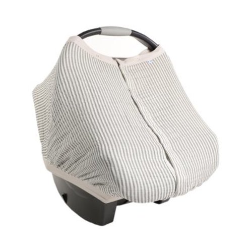Little Unicorn Car Seat Canopy, Baby Car Seat Cover - Grey Stripe