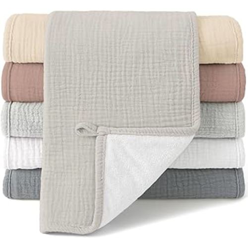 Bearmoss Muslin Burp Cloths, 100% Cotton Baby Burping Clothes, Large Extra Soft Absorbent for Unisex Newborn Boy and Girl, 20x10in, 6 Pack