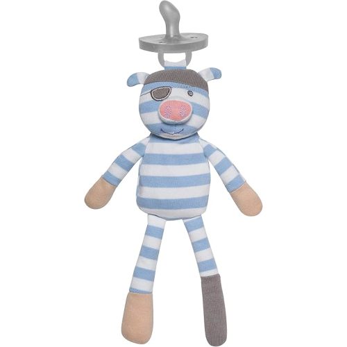 Apple Park Organic Farm Buddies - Pirate Pig Pacifier Buddy, Baby Toy for Newborns and Infants - Hypoallergenic, 100% Cotton