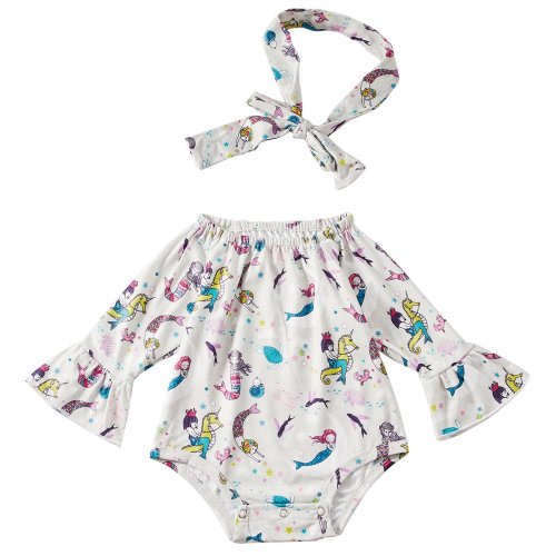 Leapparel Blue Tortoise Fish Jumpsuit Summer Cotton Bodysuit Colorful Design Cute Funny Baby Onesie Gift Novelty Tshirt Costume Babies Bodysuit, Mermaid, 6-12 Months/Size 80
