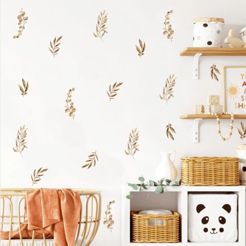 Neutral Botanical Boho Leaves Woodland Nursery Wall Sticker Decal Kids Office Room Interior Design