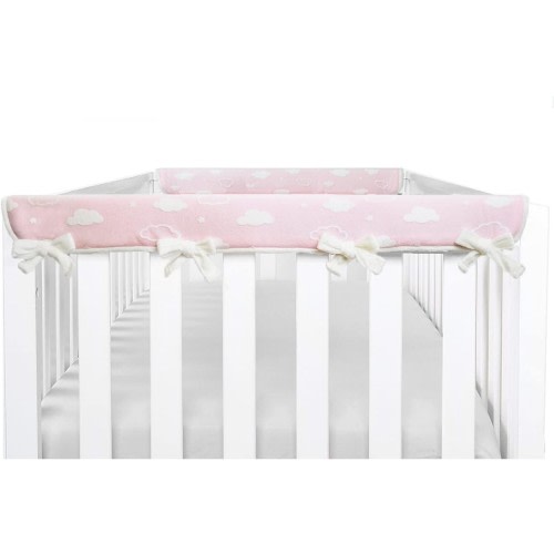 American Baby Supreme 2 Pack Reversible Crib Rail Covers, Pink W/ Clouds