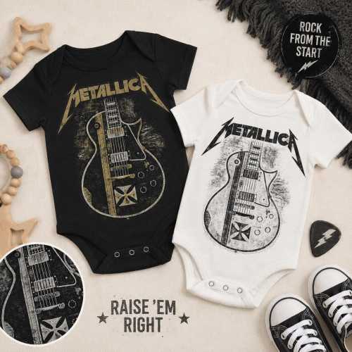 Vintage Rock Baby Onesie | Metallica Inspired Baby Bodysuit | Rock & Roll Infant Outfit | Little Rockstar Baby Clothes