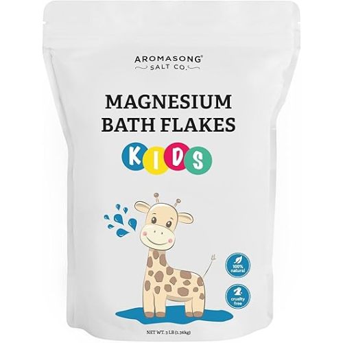 Aromasong Magnesium Flakes for Kids Bath – Pure Dead Sea Salt Bath Flakes for Kids, Toddlers & Babies | Gentle Calming Epsom Salt Alternative | Soothing Bedtime Detox Soak (48 Ounce (Pack of 1))