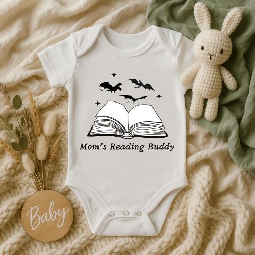 Moms Reading Buddy with Dragons Booktok Fourth Wing Baby Boy Clothes Baby Girl Outfit Baby Unique Gifts From Mom Baby Bodysuit Fantasy Gift