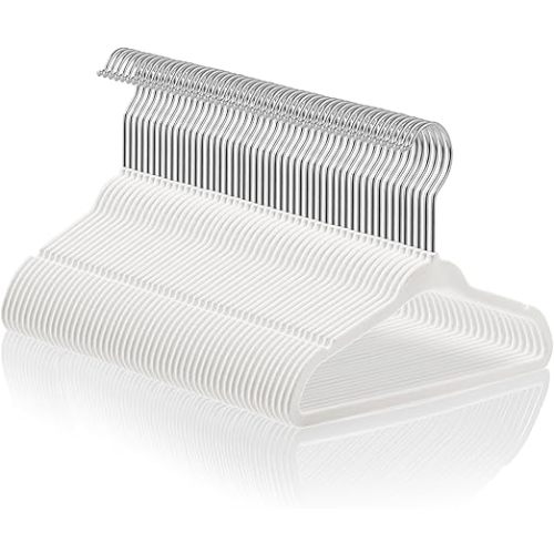 Casafield 50 Velvet Baby Hangers - 11" Size for Infant & Toddler Clothes - Ivory