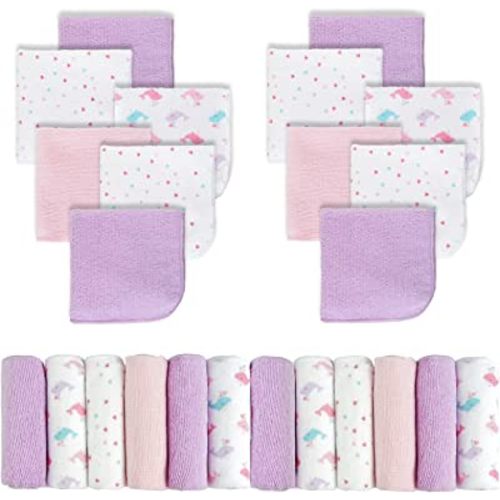 Viviland Baby Washcloths, Soft 24 Pack Baby Wash Cloths Unisex for Boys Girls, Super Absorbent Baby Face Towel Gentle on Sensitive Skin, Wash Clothes for Baby Face & Body, 9''x 9''