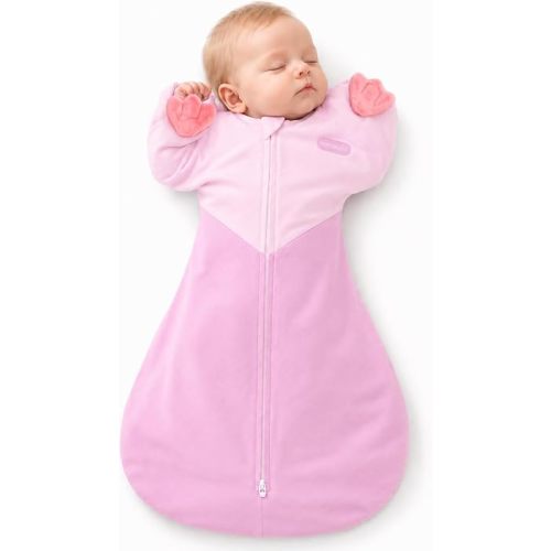 hahaland Sleep Sack, Arms-Up Swaddle, Pink, Medium 13-19 lbs