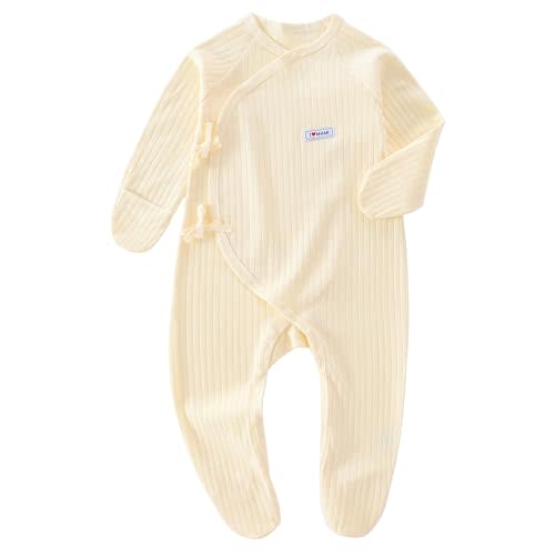 Newborn Baby Cotton Unisex Onesie, Comfortable Ribbed Long Sleeve Clothes, Baby Boy's Girl's Outfits