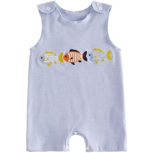 Newborn Infant Baby Boy Summer Outfit Fishing Sleeveless Romper Jumpsuit 3 6 12 18 Months One Piece Clothes