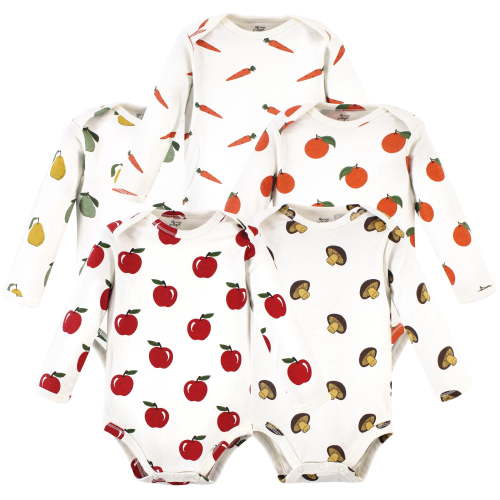 Luvable Friends Touched by Nature Long-Sleeve Bodysuits 5pk, Harvest Mix, 6-9M