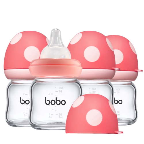 YOHKOH, Anti-colic Baby Bottle, Slow Flow, AirFree Vent, 3.4oz, Red