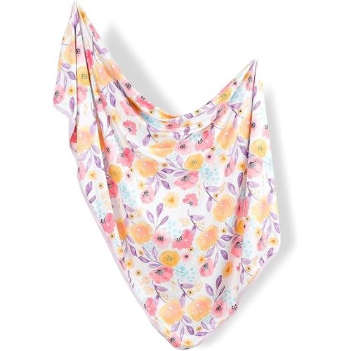 Hooyax Baby Swaddle Blanket Double Layer 44 x 32 inch Purple Flower