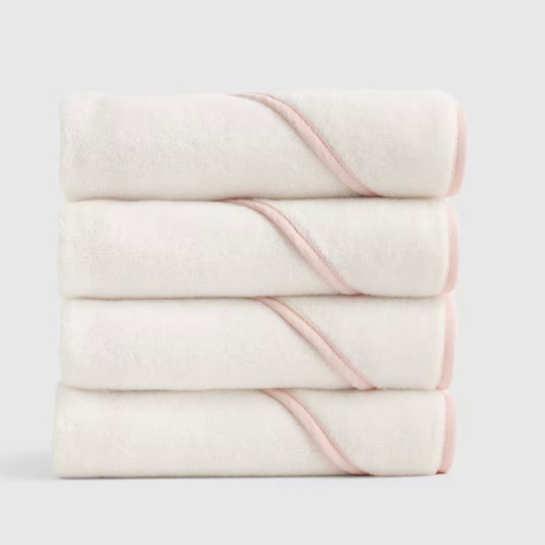 Organic Turkish Cotton Baby Hooded Towel Set 4-Pack in Soft Pink