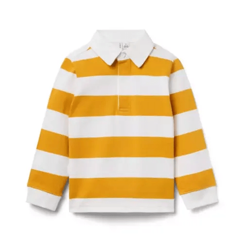 Boy Mustard Yellow Stripe Striped Rugby Shirt by Janie and Jack