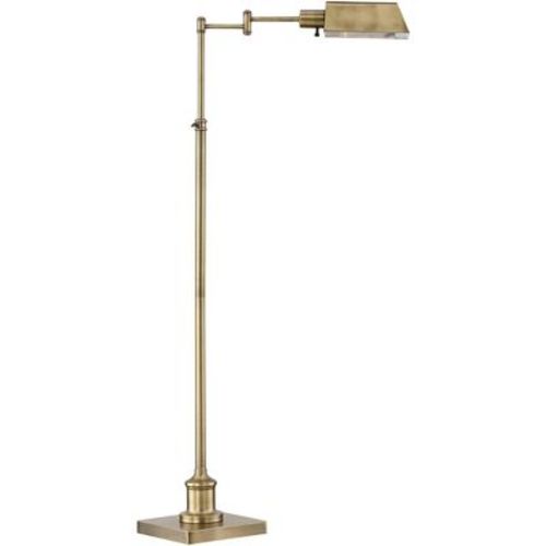 Regency Hill Jenson Traditional Pharmacy Swing Arm Floor Lamp 54" Tall Adjustable Aged Brass Metal Shade for Living Room Reading Bedroom Office