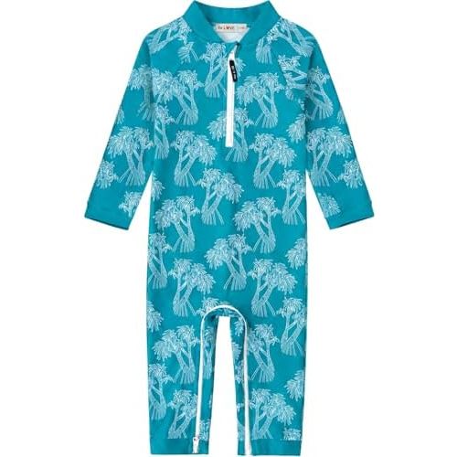 weVSwe Baby Toddler UPF 50+ Sun Protection Rash Guard Long Sleeve Swimsuit with Crotch Zipper