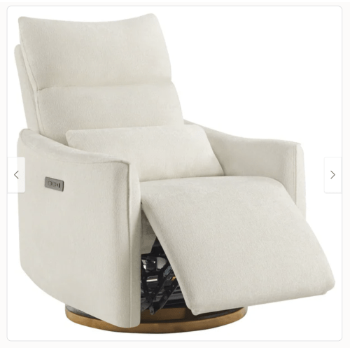 Power Swivel Recliner Chair Dual-Motor Nursery Glider with Lumber Pillow