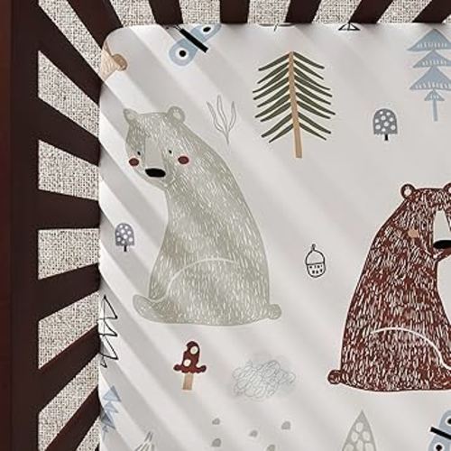 Evolur Grizzly Bear Light 2 Pack Crib Sheet, Fitted Crib Sheet for Standard Crib and Toddler Mattress, Soft and Breathable Crib Mattress Sheet