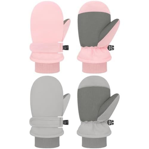 Sarfel 2 Pairs Toddler Gloves Waterproof Toddler Winter Mittens for Kids Snow Gloves Warm Baby Winter Mittens for Boys Girls