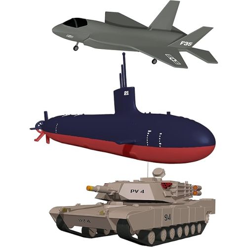 SplashEZ Bath Toys for Kids Ages 4-8, Kids Bath Toys for Boys, Mold Free No Hole Sealed, Soft Durable Army Play Set Submarine Tank Airplane Jet, No Mold for Water Tub & Pool, Ages 0-1-3-4-5-6-8