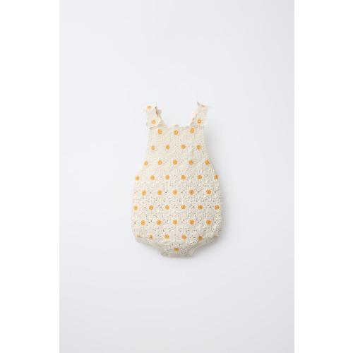 PLAIN CROCHET DAISY ROMPER - Ecru | ZARA United States