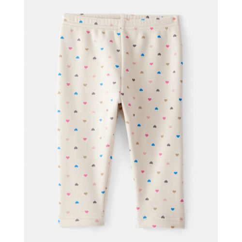 Baby Girl Heart Print Pull-On Stretch Cozy Leggings - Cream - Carter's | Carter's