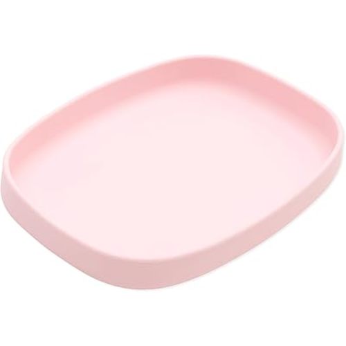 Bumkins Toddler and Baby Suction Plate, Silicone Grip Dish Large Tray for Big Kids, Fits Most Highchairs, Essential Children Feeding Supplies, Non Skid Sticky Bottom, Platinum Silicone, Pink
