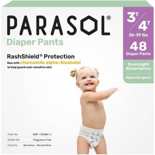 Parasol Chlorine-Free Diaper Pants (Pull-On Style) with RashShield Protection - 3T-4T: Latex-Free, No Fragrance Added, Vegan, Non-Toxic