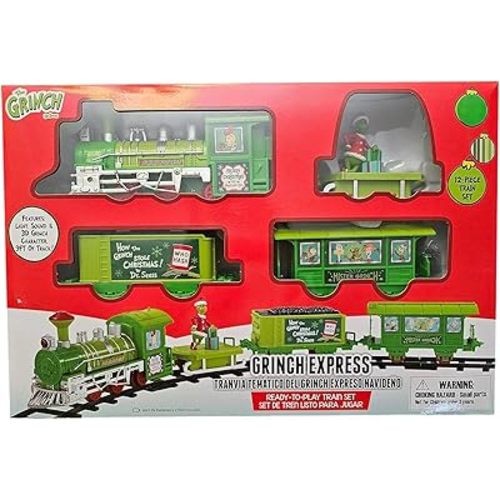 Dr. Seuss' The Grinch Who Stole Christmas Express Train Set, 12 Pieces, Plastic, Multi-Color