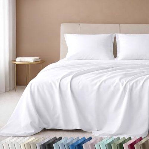 California Design Den Deep Pocket King Sheets Set - Luxury 600 Thread Count Sateen, 100% Cotton Sheets with All Around Elastic for a Snug Fit, Durable Bedding Set - White