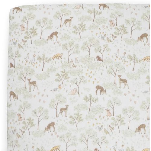 Cotton Muslin Crib Sheet - Woodland Friends